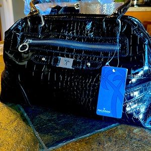 Black vegan crocodile embossed satchel.brand New with tags.